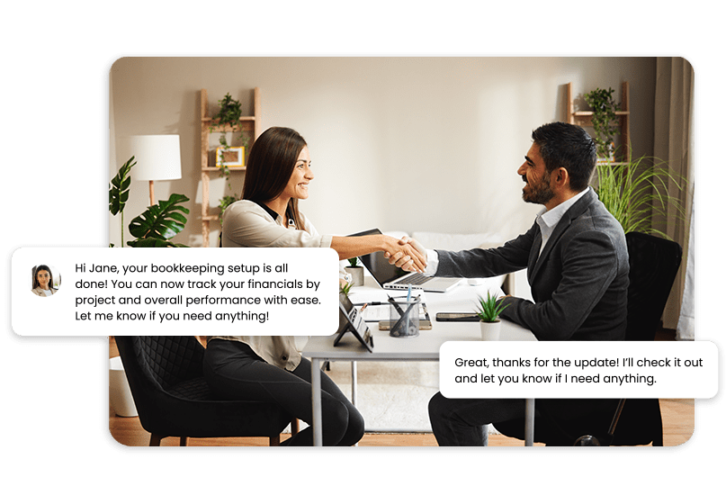 two people meeting in a professional setting to discuss business